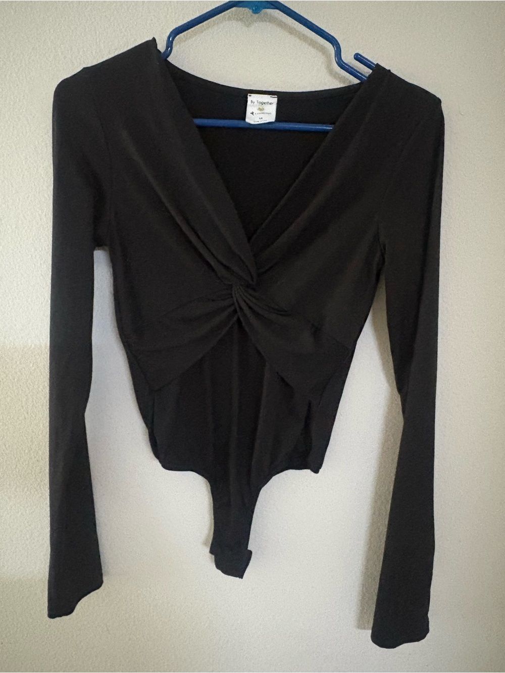 By Together Black Twist-Front Long-Sleeve Bodysuit